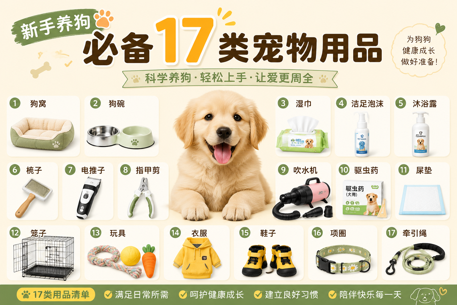 新手养狗必备的17类宠物用品 新手养狗必备的17类宠物用品