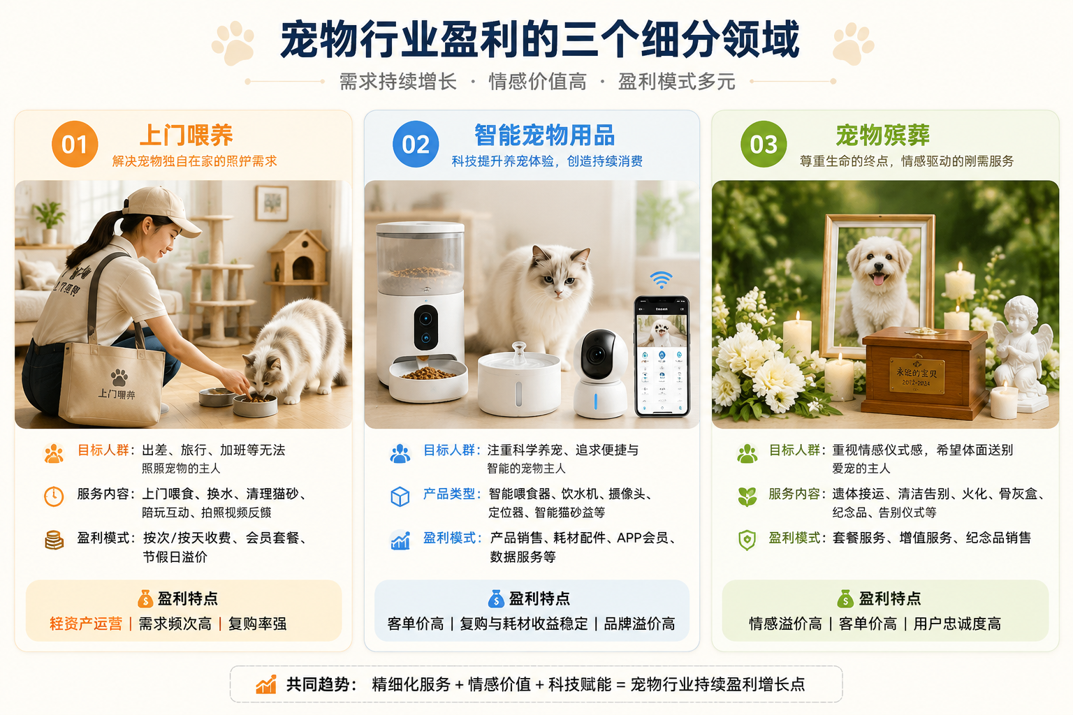 宠物行业盈利的三个细分领域
