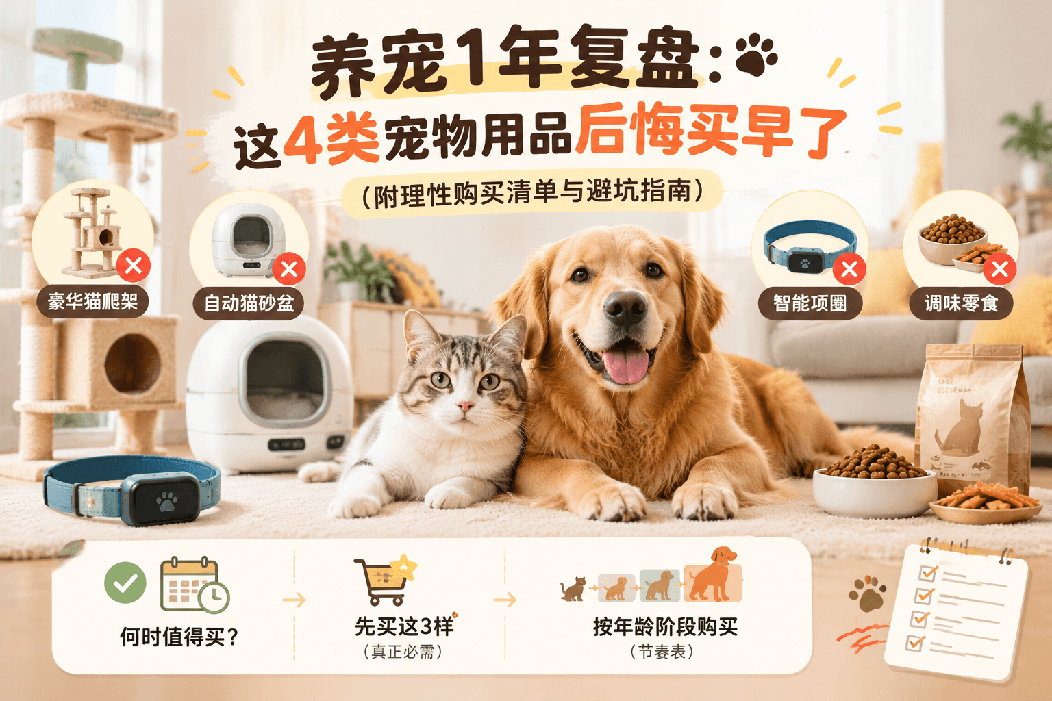 养宠1年复盘：这4类宠物用品后悔买早了（附理性购买清单与避坑指南）
